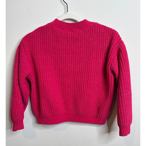 Old Navy Girls Pink Chenille Sweater Metallic Knit Crew Top M (8) ✨ Winter Cozy - Picture 6 of 12